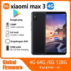 샤오미 미 맥스 3 스마트폰, 4G 스냅드래곤 636, 얼굴 인식, 후면 지문 중고폰