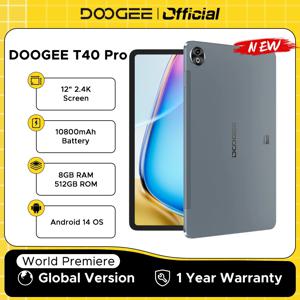 DOOGEE T40 Pro 태블릿 12 20GB(8 + 12) 512GB 안드로이드 14 Helio G99 6nm 10800mAh 18W 충전 쿼드 스피커 7.6mm 초박형