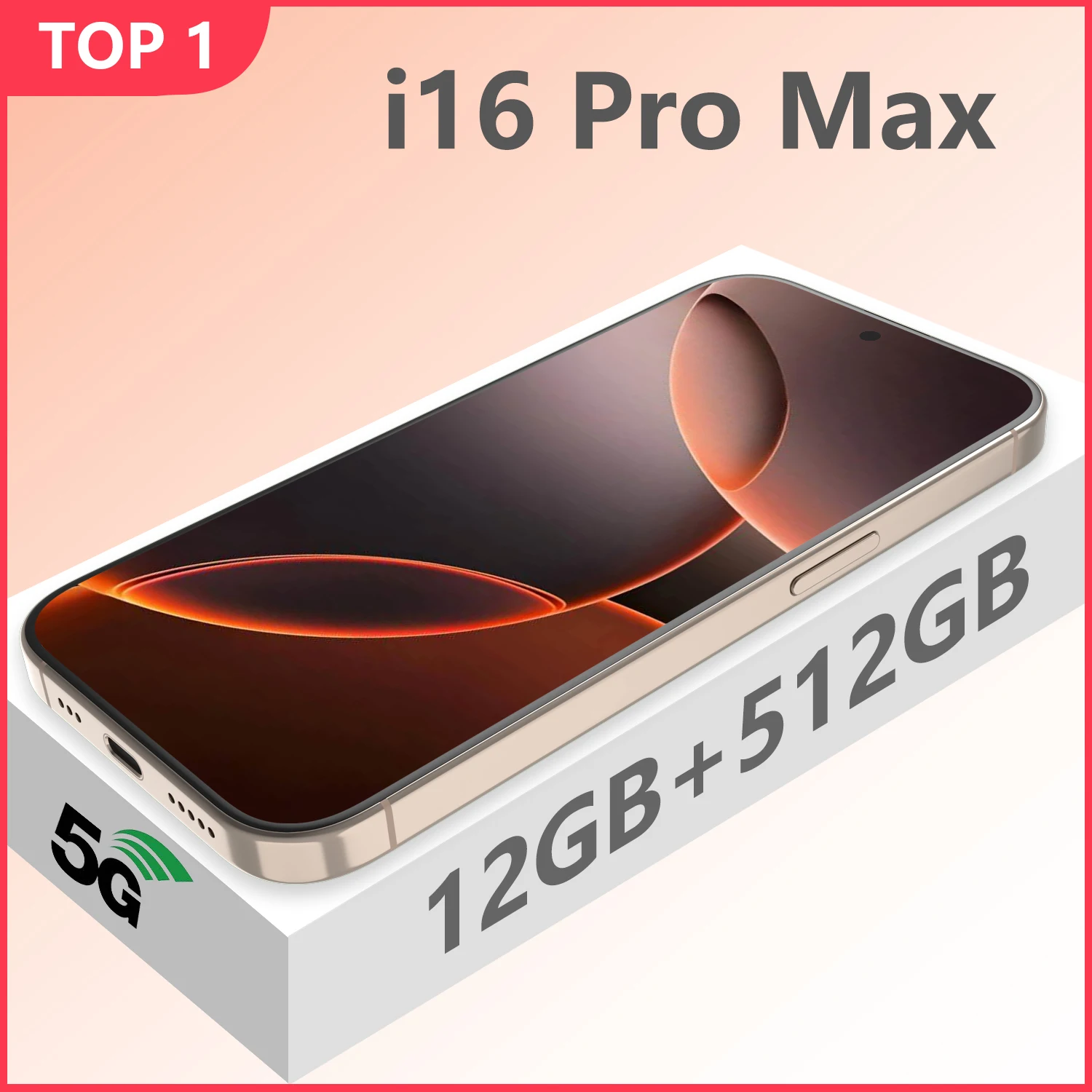글로벌 버전 I16 Pro Max 스마트폰 휴대폰 Android 14,6.8인치 화면,12+512GB,13+24MP,휴대폰,6800mAh 전화 5G