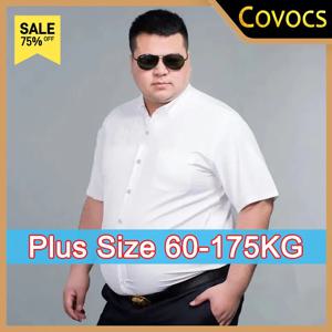 플러스 사이즈 남성 반팔 셔츠 여름 캐주얼 특대 10XL 셔츠 패션 기본 솔리드 비즈니스 화이트 블랙 드레스 의류 175kg