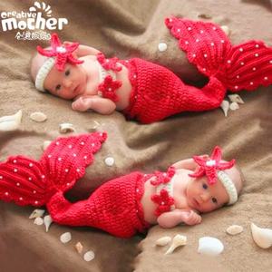 신생아 아기 사진 소품 의류 인어 의상 Sbaby 마일스톤 포즈 의류 배경 사진 스튜디오 액세서리