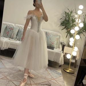 화이트 발레 드레스 긴 로맨틱 발레 투투 전문 발레 백조의 호수 발레리나 Femme 어린이 소녀 요정 발레 의상