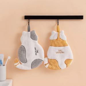 초흡수성 귀여운 고양이 핸드 타올, 가정용 극세사 주방 타올, 고효율 식기 청소 타올, 주방 도구
