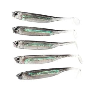 5 개/몫 낚시 부드러운 미끼 7CM 7.5CM 1.7G 2.3G 2.7G T 꼬리 물고기 낚시 미끼 레인보우 컬러 스팽글 스윙 낚시 스피너 미끼