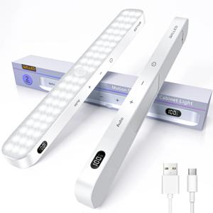 WILLED 모션 센서 캐비닛 라이트 배터리 디스플레이 60 LED 터치 라이트 바 무선 충전식 배터리 야간 조명
