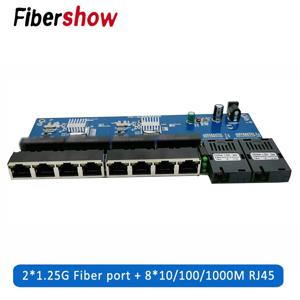 기가비트 이더넷 스위치 광섬유 미디어 컨버터 PCBA 8 RJ45 UTP 및 2 SC 광섬유 포트 10/100/1000M 보드 PCB
