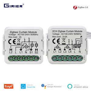 GIRIER Tuya ZigBee 3.0 롤러 블라인드 셔터 전기 모터 용 스마트 커튼 스위치 모듈 Alexa Google 홈으로 1/2 갱 작업