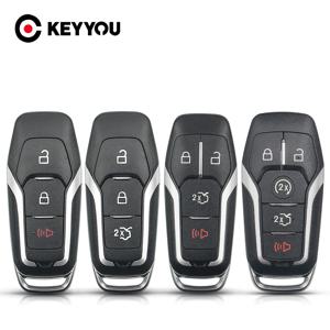 KEYYOU 3/4/5 버튼 원격 스마트 자동차 키 셸 케이스, 포드 퓨전 익스플로러 에지 머스탱 몬데오 쿠카 2013-201