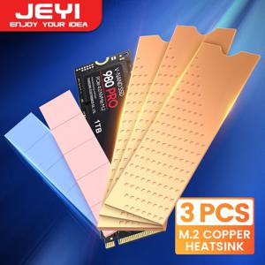 JEYI 구리 M.2 방열판, 3pcs 2280 SSD 구리 쿨러 노트북 데스크탑 용 열 실리콘 패드가있는 솔리드 스테이트 디스크 라디에이터