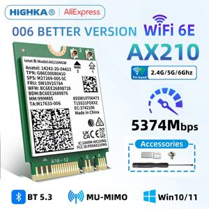 WiFi6E AX210 WiFi 카드 Bluetooth 5.3이 포함된 2.4G/5G/6GHz 무선 네트워크 카드 노트북 PC M.2 WiFi용 AX210NGW Wi-Fi 모듈
