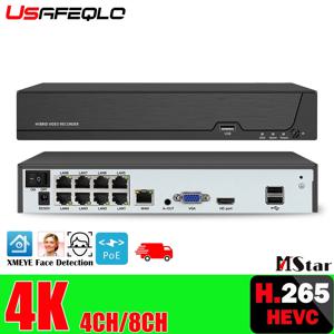 얼굴 감지 H.265 8ch*4K 4ch/8ch PoE 네트워크 비디오 레코더 감시 PoE NVR 4/8채널 HD 8MP 5MP IP 카메라용