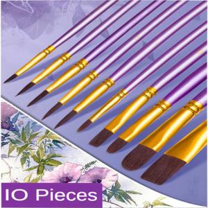 10 Pcs 세트 나일론 머리 어린이 예술가 그림 브러시 아트 특수 다기능 후크 라인 짧은 지적 펜 사용 가능 4 색