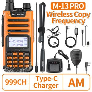 BaoFeng M-13 Pro UV-13 PRO V2 워키토키, 멀티 밴드 999 채널 AM C타입 장거리 FM UV-5R 송수신기, 햄 양방향 라디오