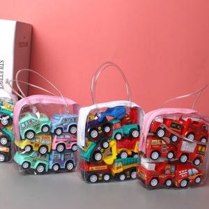 6pcs 자동차 모델 장난감 당겨 자동차 장난감 모바일 차량 소방차 택시 모델 아이 미니 자동차 소년 장난감 선물 다이 캐스트 어린이를위한 장난감