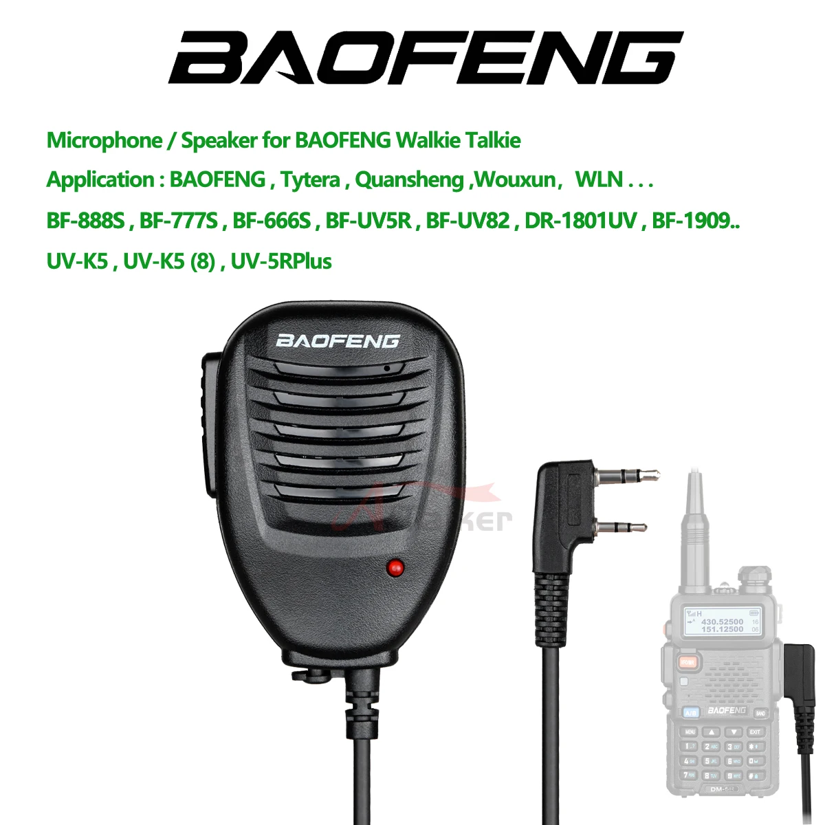 UV-K5 Baofeng Quansheng 워키 토키 스피커 마이크 Baofeng UV-5R BF-888S UV-82 UV 13 Pro UV-16 Pro 양방향 라디오