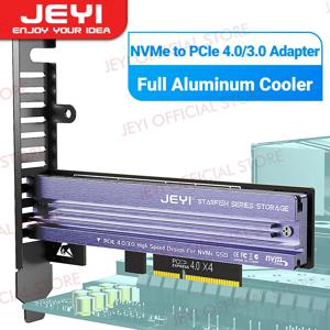 JEYI M.2 NVME-PCIe 4.0 3.0 어댑터(알루미늄 SSD 방열판 포함), NVMe 64Gbps Gen4 PCIE x1 X4 X8 X16 데스크탑용 확장 카드