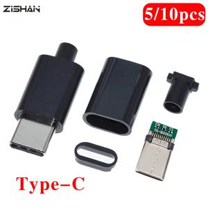 10pcs 유형 C usb3.1 3A 빠른 충전 USB 커넥터 남성 잭 테일 플러그 전기 터미널 용접 DIY 데이터 케이블 액세서리