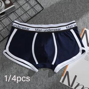 1/4pcs 남자 속옷 복서 코튼 팬티 통기성 솔리드 Boxershorts 남성 중반 허리 속옷 트렌드 남자 반바지 옴므 반바지