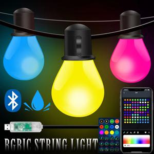 스마트 G40 LED 전구 문자열 15M/30M 25/50 전구 꽃줄 USB 요정 조명 침실 야외 정원 캠핑 장식 조명 갈 랜드