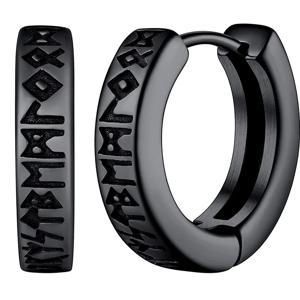 남성 여성을위한 스테인레스 스틸 노르웨이 바이킹 룬 후프 귀걸이 unisex 12 mm 허기 후프 종교 귀걸이 쥬얼리