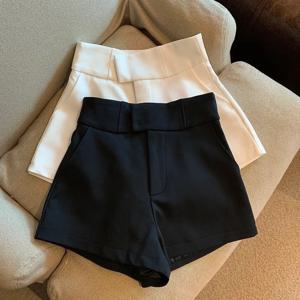 MEXZT Y2K streetwear 블랙 반바지 여성 우아한 하이 웨스트 화이트 라인 와이드 레그 슈트 짧은 섹시한 클럽 슬림 핫 짧은 바지 새로운