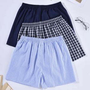 남성 속옷 복서 반바지 캐주얼 코튼 수면 속옷 Homewear 남성 화살표 팬티 스트라이프 격자 무늬 느슨한 편안한 속옷