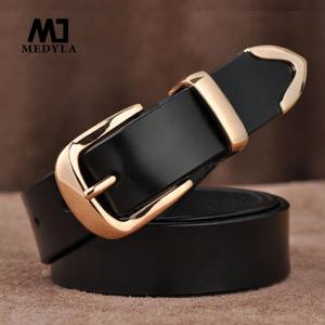 MEDYLA 여성용 스트랩 캐주얼 모든 경기 여성 간략한 정품 가죽 벨트 여성 스트랩 퓨어 컬러 벨트 최고 품질의 청바지 벨트 L27