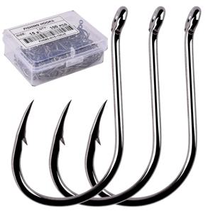 Aorace 100개/상자 낚시 후크 Iseama Circle Carp Eyed 낚시 후크 세트 크기 2-15 #   Ring Eye Japan Fishhooks 싱글 지그 후크