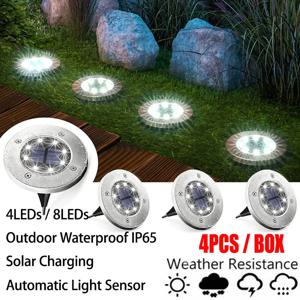 4PCS 태양 LED 플로어 램프 4LED/8LED 야외 잔디 빛 잔디 장식 정원 테라스 안뜰에 대 한 방수 지 하 램프