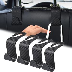 4Pcs 탄소 섬유 후크 자동차 좌석 머리 받침 후크 자동 뒷좌석 주최자 옷걸이 핸드백 옷 브래킷 자동차 인테리어 액세서리