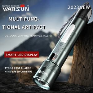 WARSUN 1000 Lm LED 리튬 배터리 충전식 손전등 다기능 야외 토치 휴대용 Zoomable 캠핑 라이트