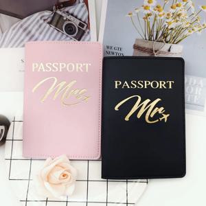 2PCS 세트 미스터/부인 연인 커플 PU 가죽 여권 커버 케이스 홀더 여행 액세서리 지갑 여성용 남성용