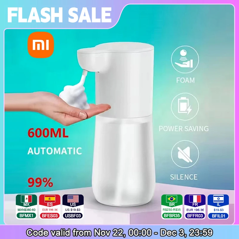 Xiaomi 2000mAh USB 충전 자동 유도 거품 비누 디스펜서 주방 욕실에 대한 스마트 적외선 터치리스 핸드 와셔