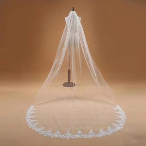 Voile Mariage 3M 한 레이어 레이스 가장자리 화이트 아이보리 대성당 웨딩 베일 긴 신부 베일 저렴한 웨딩 액세서리 Veu de Noiva