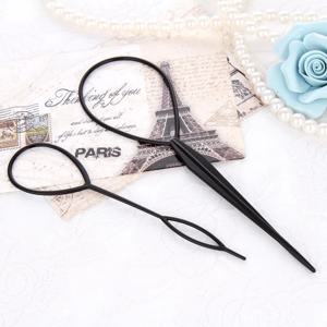 2pcs/S et 포니 테일 크리에이터 플라스틱 루프 블랙 포니 Topsy 테일 클립 헤어 액세서리 Braiding Maker 스타일링 도구 여성용 여자