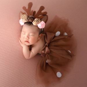 Ylsteed 신생아 소녀 크리스마스 사슴 복장 사진 촬영 유아 사진 투투 스커트 꽃 머리띠 사진 소품