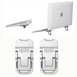 Macbook 노트북을위한 2 개의 조정 가능한 각도 접이식 보이지 않는 노트북 라이저가있는 미니 휴대용 아연 합금 노트북 스탠드