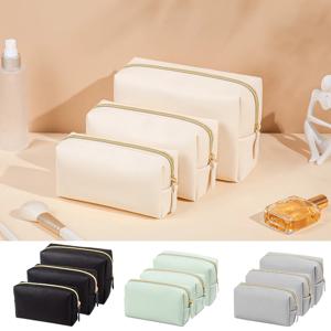 1pcs PU 가죽 휴대용 세면 용품 가방 방수 여행 메이크업 가방 여성을위한 작은 중간 대형 화장품 주최자 가방