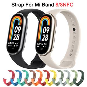 Xiaomi Mi Band 8/8 NFC 팔찌 실리콘 손목 Miband 8 NFC 교체 용 스트랩 Mi Band 8 용 pulsera correa 스포츠 스트랩