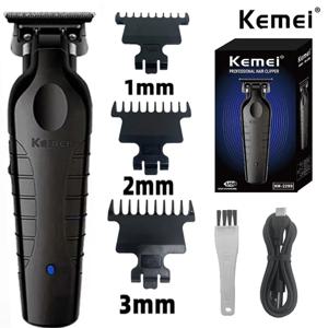 Kemei 2299 이발사 무선 헤어 트리머 0mm 제로 갭 조각 클리퍼 디테일러 전문 전기 마무리 절단기