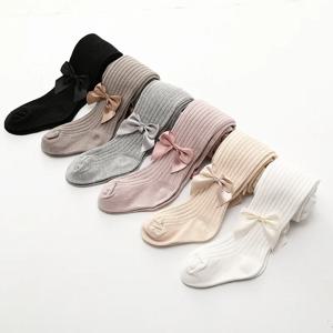 0-4 년 유아용 팬티 스타킹 신생아 유아용 코튼 타이트 봄 가을 아기 소녀 스타킹 아름다운 Bowknot Mesh