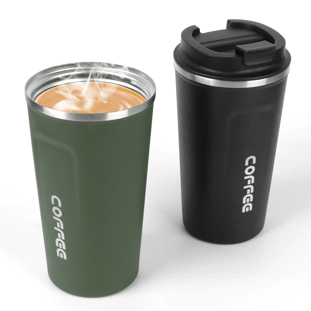 Thermo Cafe 커피 머그잔 자동차 보온병 머그잔 380/510ML Leak_Proof 여행용 보온병 컵 차 물 커피 더블 스테인레스 스틸