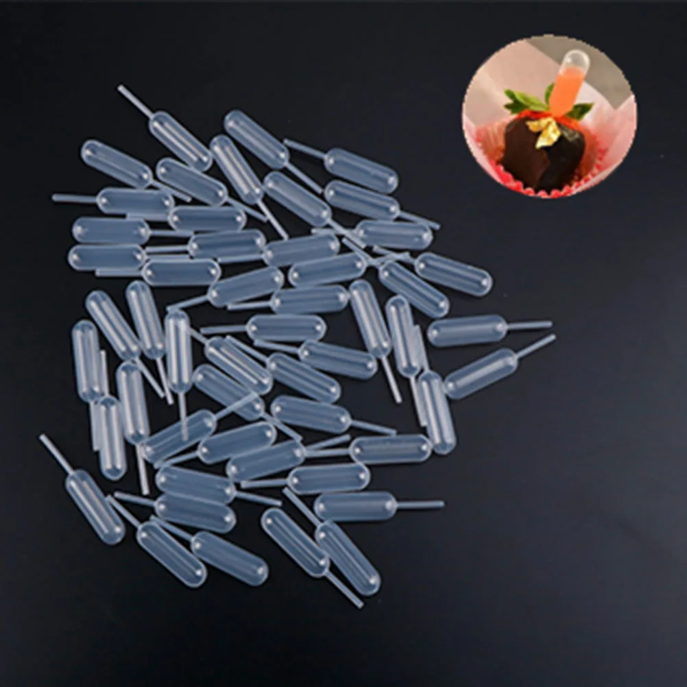 100pcs 4ml 일회용 피펫 딸기 컵케익 아이스크림 초콜릿에 대한 플라스틱 짜기 전송 피펫 Dropper