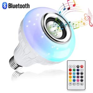 AC 85-265V 12W E27 LED 전구 블루투스 스피커 음악 원격 제어 색상 침실 파티 장식에 대 한 RGB 램프 변경
