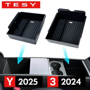 Tesla New Model Y 2025 Launch Juniper Model 3 Highland 2024 센터 콘솔 보관함 팔걸이 상자 상부 및 하부 실리콘 패드
