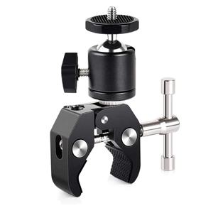 ERIKOLE 슈퍼 클램프 360 °   미니 볼 헤드 퀵 릴리스 클램프 브래킷 삼각대 마운트 DSLR 카메라 Gopro용 1/4 나사 클립
