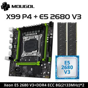 MOUGOL X99 게임용 마더보드 세트, 인텔 제온 E5 2680 V3 CPU 및 듀얼 채널 DDR4 8 Gx2 2133MHz ECC RAM M.2, 컴퓨터 콤보용