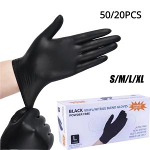 50/20PCS 일회용 검은 니트릴 장갑 라텍스 무료 방수 내구성 주방 식품 가공에 적합 뷰티 살롱패밀리
