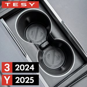 Tesla Model Y Launch 2025 모델 3 하이랜드 2025 워터 컵 매트 컵 받침 슬롯 미끄럼 방지 매트 방수 음료 패드 액세서리