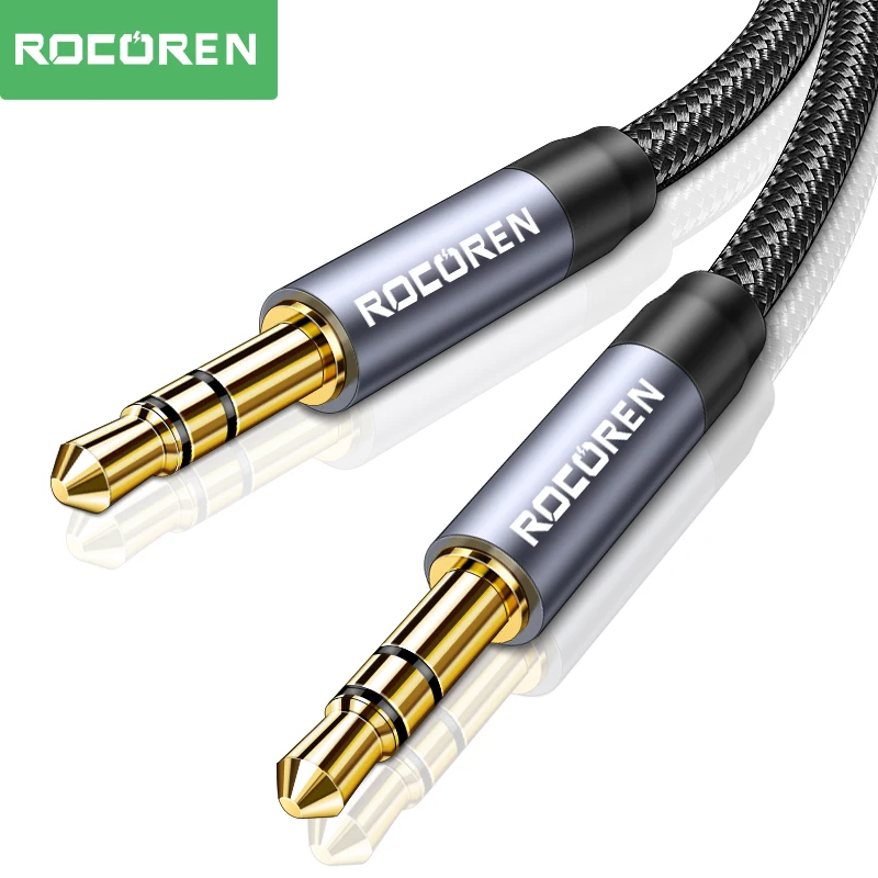 Rocoren 오디오 케이블 3.5mm 잭 남성-남성 Aux 케이블 전화 헤드폰 자동차 MP3 스피커 컴퓨터 3.5mm 잭 Aux 와이어 코드 5M